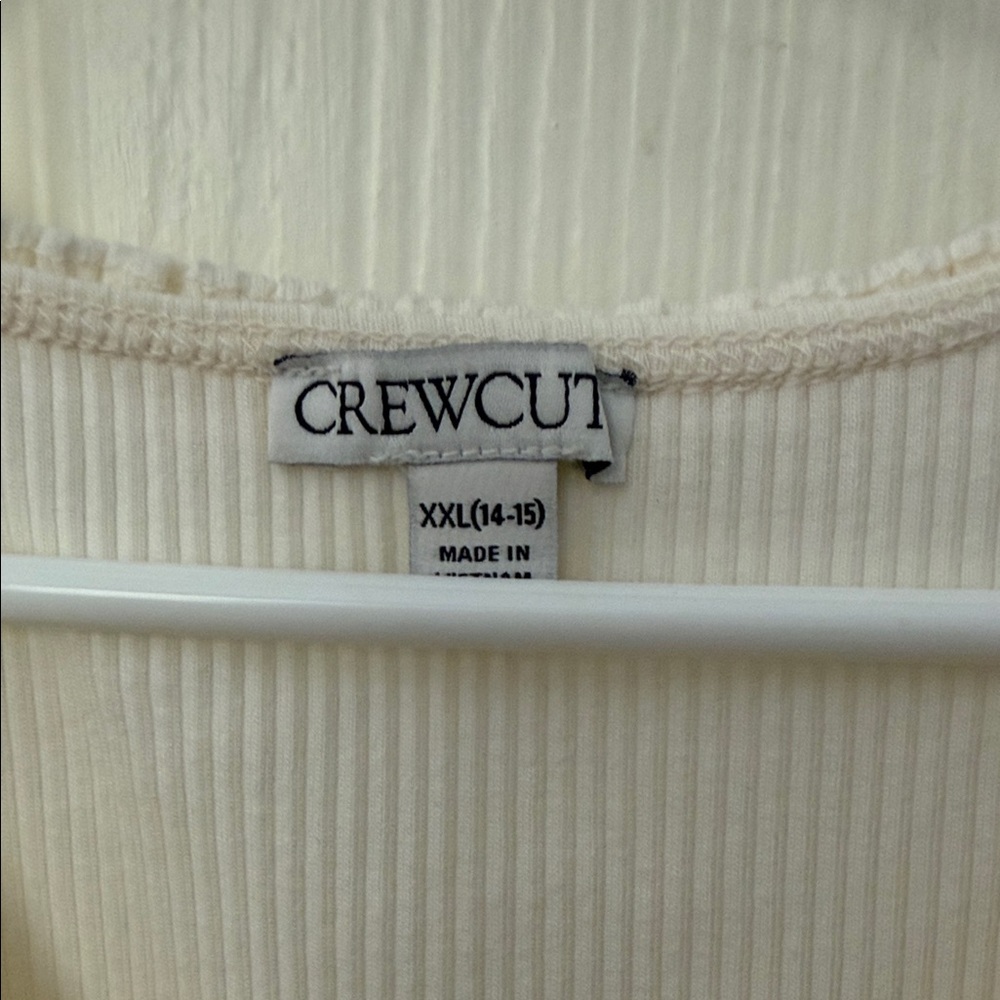 Crewcuts Cream Ribbed Tank with Ruffle Trim - Picture 2 of 3